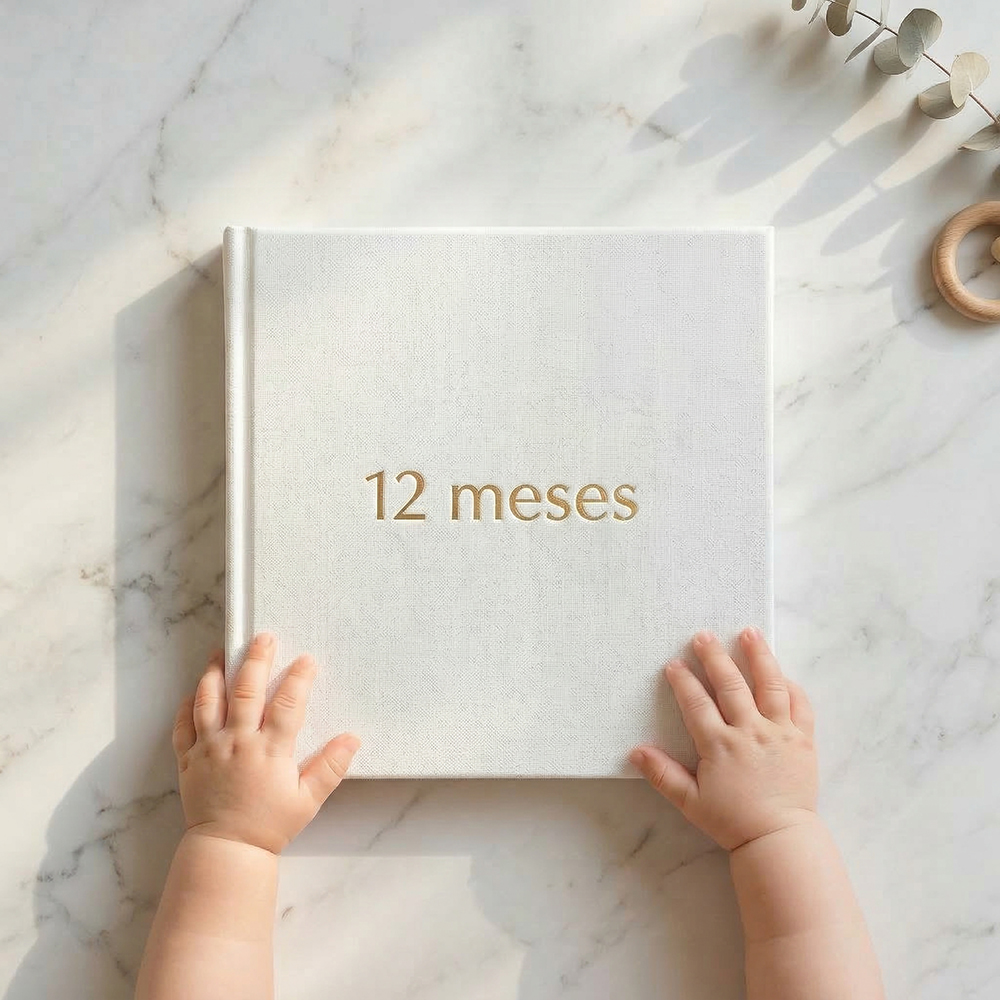 álbum de fotos personalizado cuadrado con manos de bebé