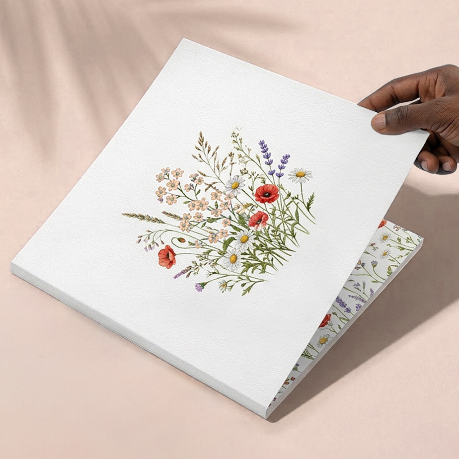 album tapa blanda rosa elenirc álbum de fotos personalizado abierto con fotografía de retrato en página interior